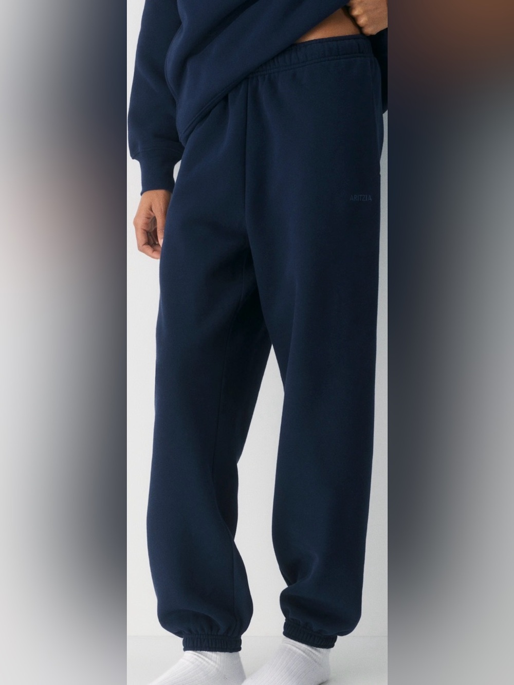 Aritzia Navy Relaxed Track Pants - Picture 2 of 7